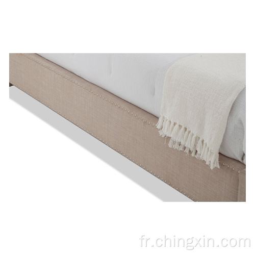 Meubles de chambre à coucher tapissés par capitonnage de bouton de style américain de lit de tissu